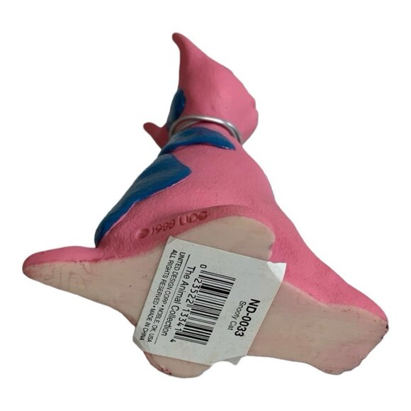 Vintage 1999 UDC Snooty Cat Pink Figurine Blue Spots 4" NWT Collectible - Picture 6 of 6